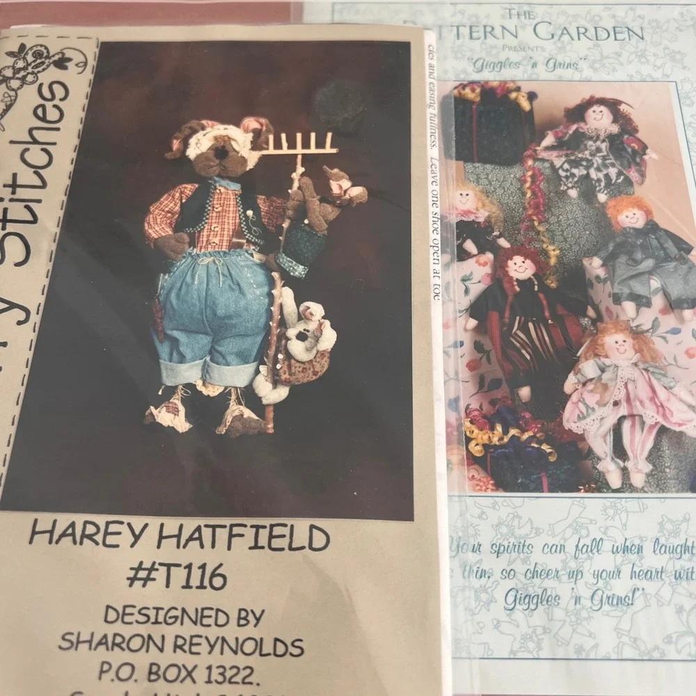 Vtg Sewing Pattern Lot Harey Hatfield Roosters Giggles n Grins‎ Primitive Doll